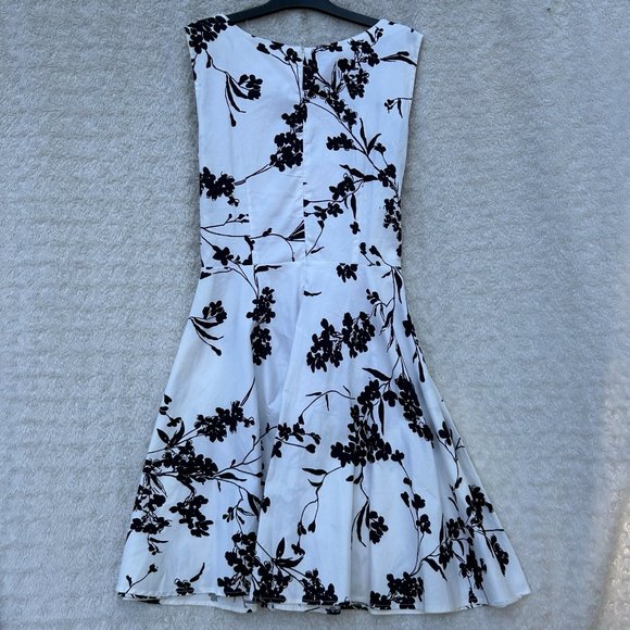 Aranee Sleeveless Women's Floral Black and White Midi Dress Women's Size XL - Picture 5 of 7